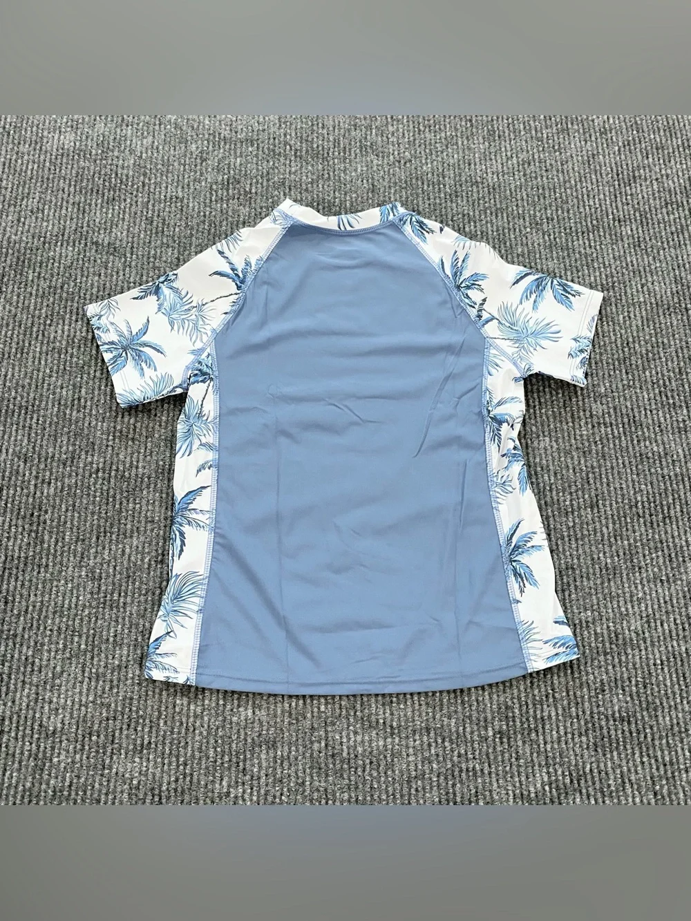 Kids Blue Palm Tree Tropical Rash Guard and Swim Shorts Set Size 12T